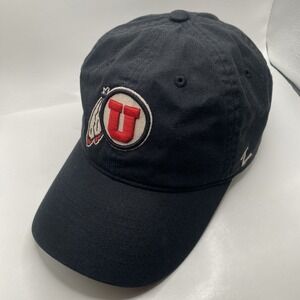 Utah Utes Hat Zephyr Black Cotton Clean Up Adjustable Strapback Slouch Dad